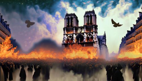 Firefly middle ages night notre dame de paris, cathedral, fire, flames, gargoyles, stained glass, sp-2